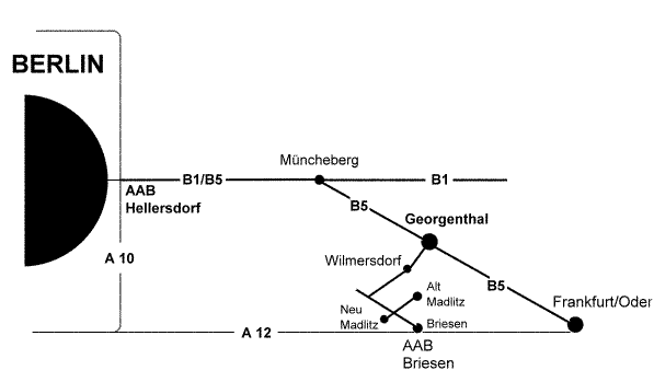 Anfahrt von Berlin (B1/B5) oder &uuml;ber die A12 (Berlin-Frankfurt (O))